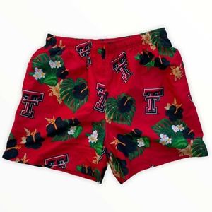Texas Tech Red Floral Swim Shorts Medium